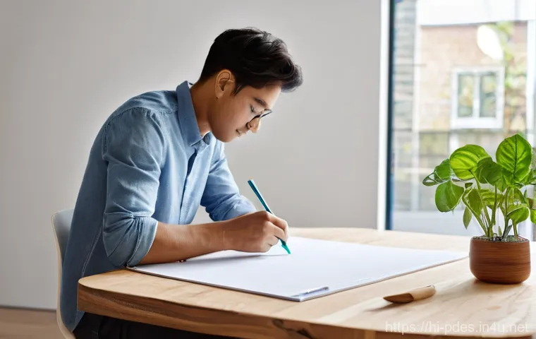 제품디자인 자격증 필수 준비 항목 - **Prompt 2: Focused UI/UX Design Workflow**
    "A diligent female product designer, wearing a comfo...