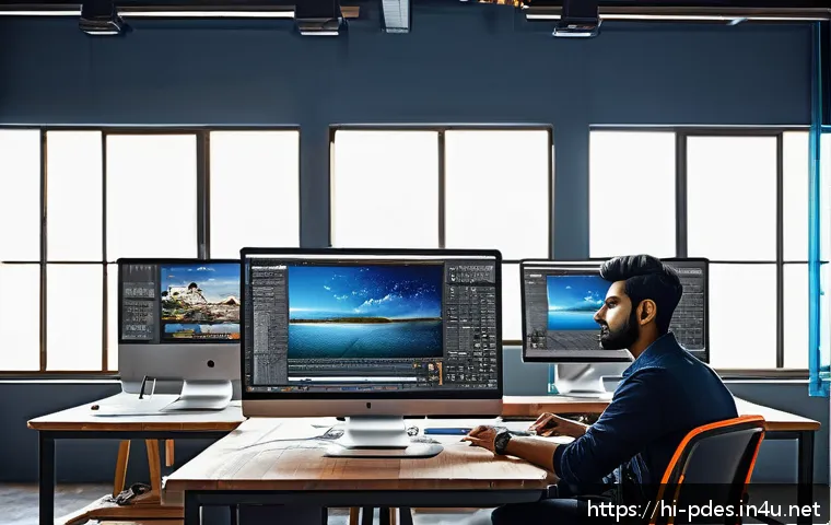 제품디자인 자격증과 3D 모델링의 중요성 - A modern creative professional workspace featuring a young Indian designer working on a high-tech 3D...